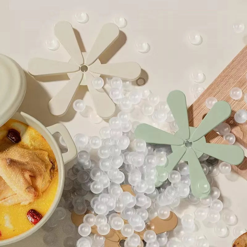 Tree-shaped silicone trivet set for heat protection on kitchen countertops