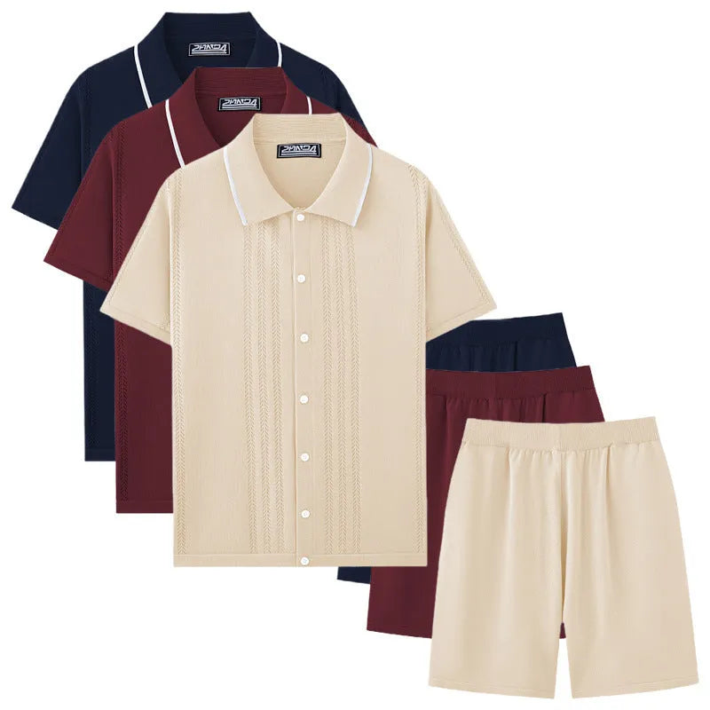 Women's khaki coloured short sleeve knit top and matching shorts, a Tencel viscose two-piece casual set.