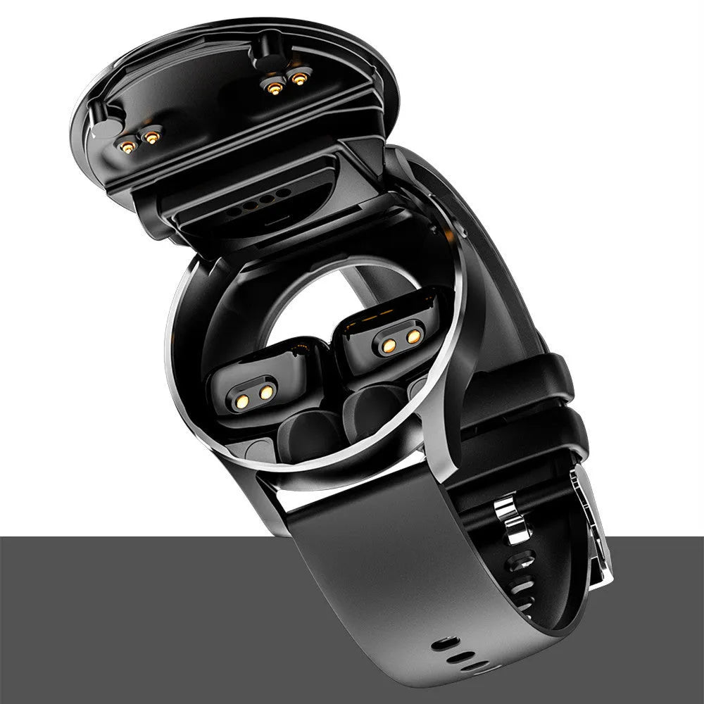 Black X7 smartwatch with detachable TWS earbud, showing 1.32-inch touch screen on a TPU wristband.