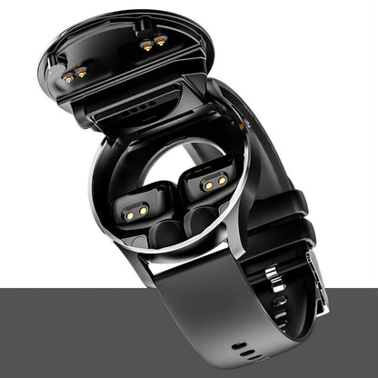 Black X7 smartwatch with detachable TWS earbud, showing 1.32-inch touch screen on a TPU wristband.
