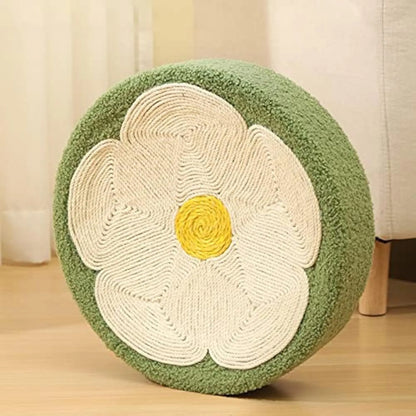 Green cat scratcher bowl lounge bed with 39cm diameter sisal scratching surface