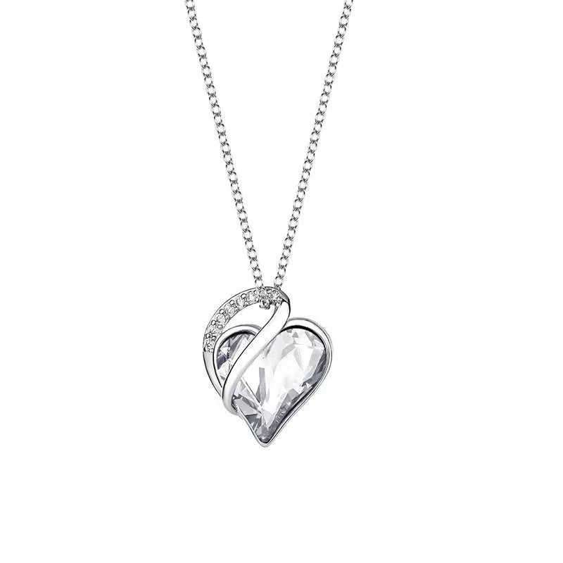 925 silver heart-shaped geometric necklace for women in various colors