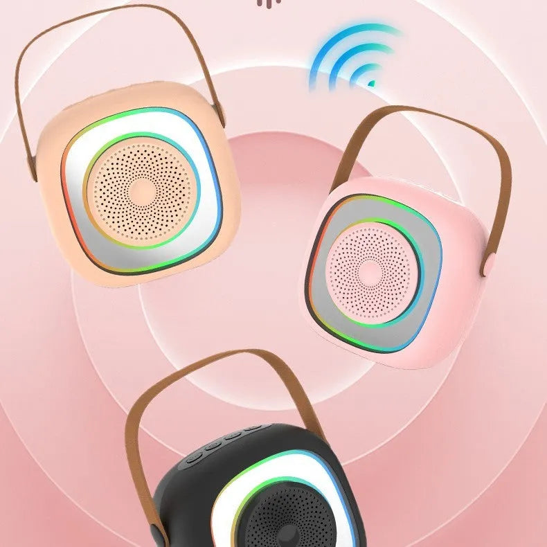 Wireless karaoke microphone with Bluetooth audio transmitter in black double wheat colour option