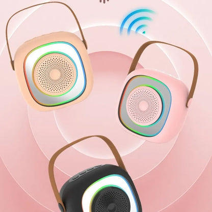 Wireless karaoke microphone with Bluetooth audio transmitter in black double wheat colour option