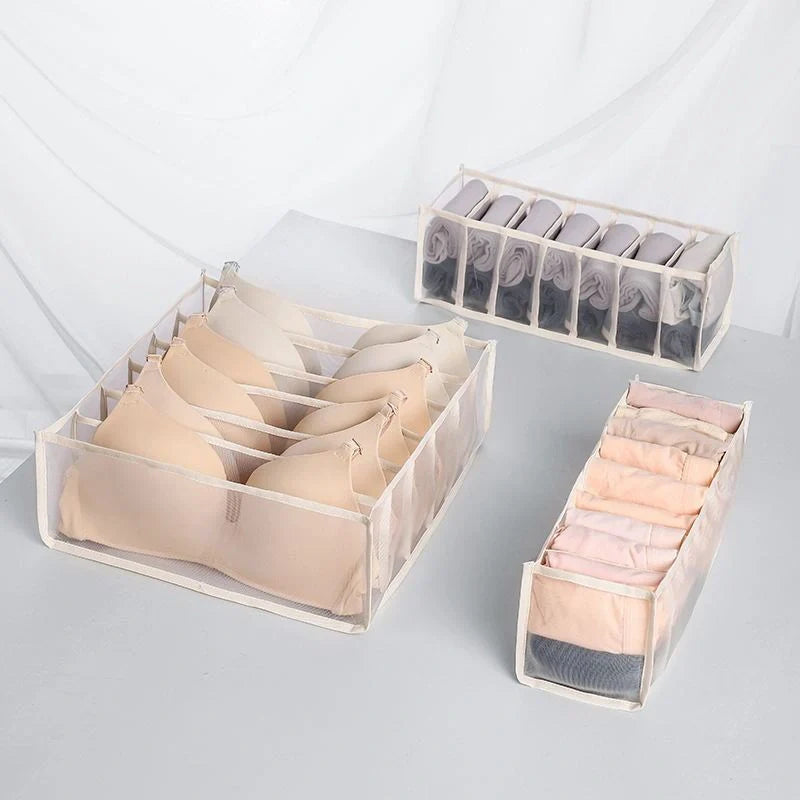 Drawer Type Finishing Grid Underwear Closet Storage Box in various colors