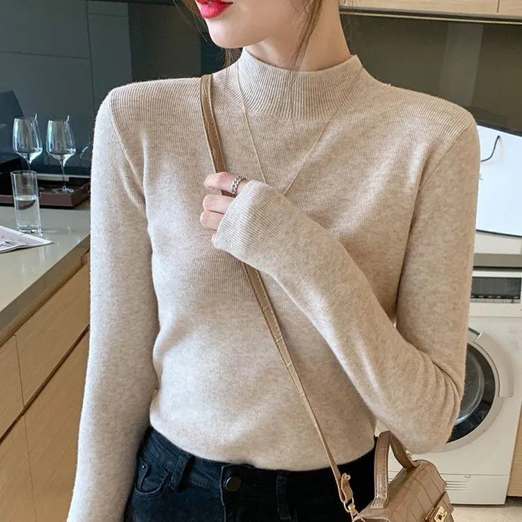 Slim fit long sleeve viscose shirt in Apricot colour with 50cm length and regular sleeves for layering