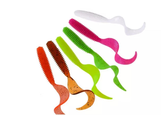 Soft Plastic Artificial Isca Pesca Tail Protein Grub Lure for ocean rock fishing in various colors and sizes