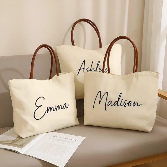 Natural cotton canvas tote bag with strong handles in beige white colour