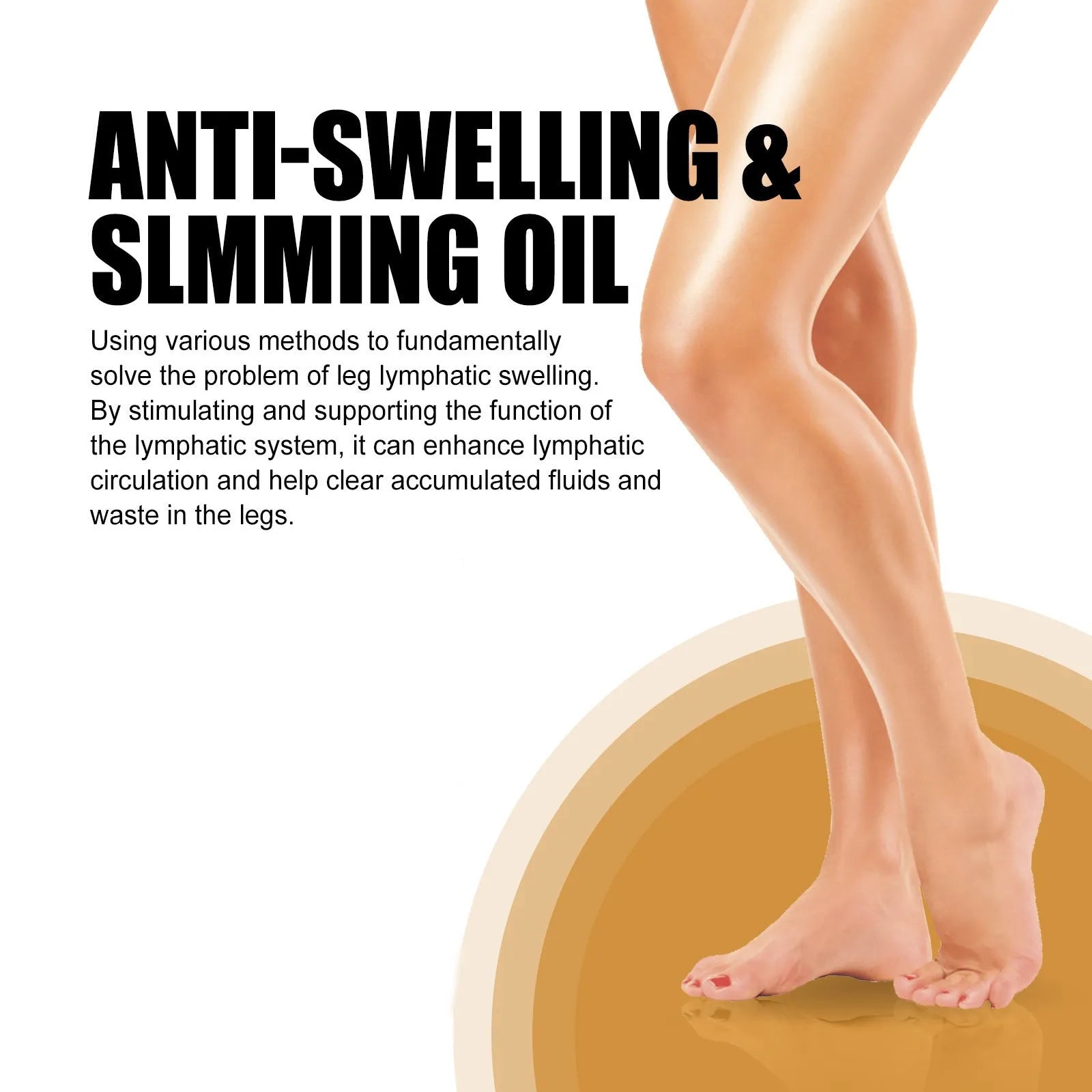 50ml bottle of leg massage essential oil with six botanical extracts for moisturizing body care