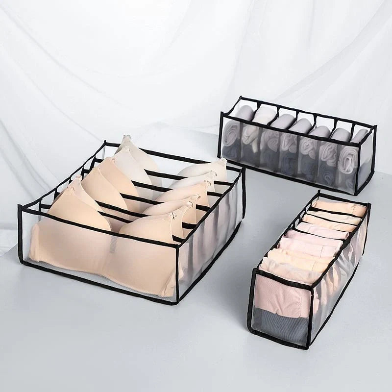 Drawer Type Finishing Grid Underwear Closet Storage Box in various colors