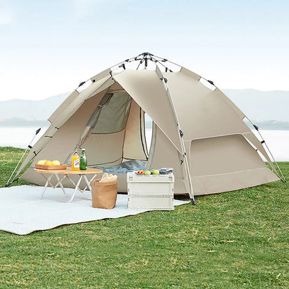 Automatic pop-open camping tent with sunscreen and rain protection