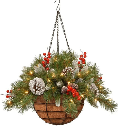 Christmas door hanging decoration measuring 50cm with plastic construction and luminous ornament options
