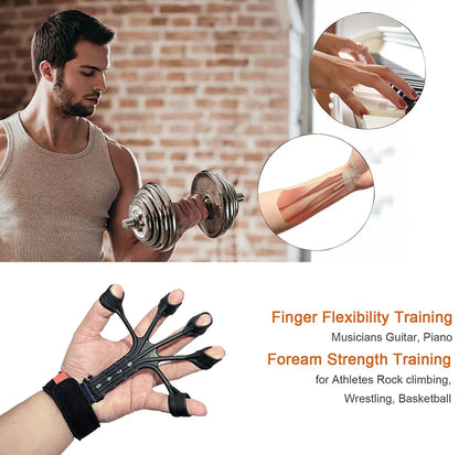 Silicone finger flexion extension trainer with adjustable belt for adult rehabilitation