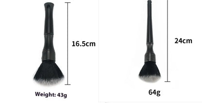 Soft nylon car detail brush with black blue or red handle for interior car cleaning and dashboard vent dust removal