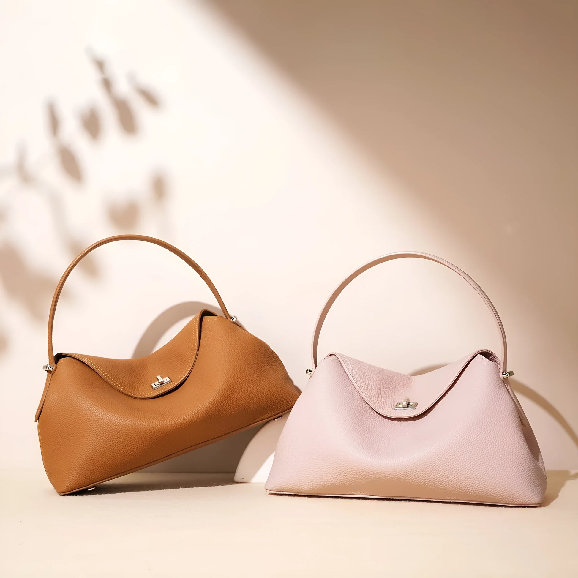 Cowhide leather shoulder messenger bag with pillow shape in multiple colour options