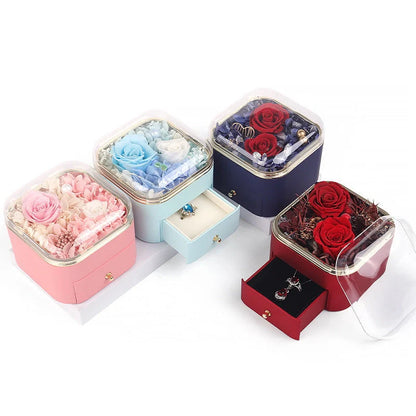 Valentine's Day Rose Flower Drawer Jewelry Box in various colors