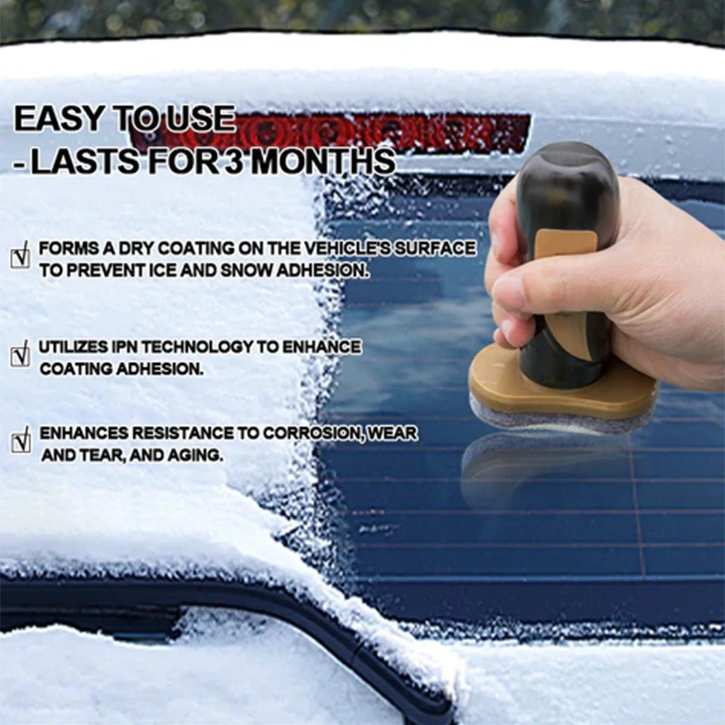 Hydrophobic nano coating car snow brush with PE construction for winter vehicle cleaning