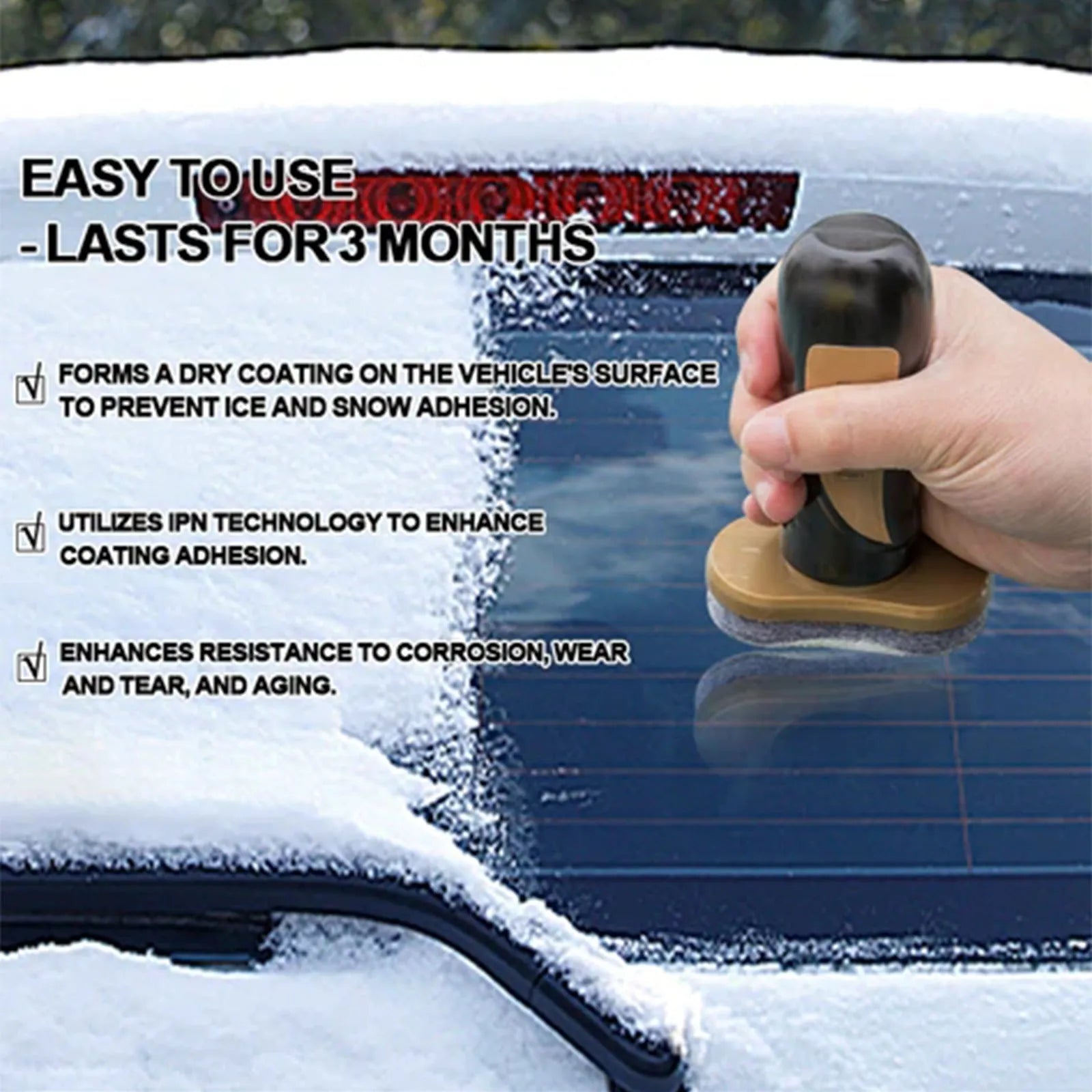 Hydrophobic nano coating car snow brush with PE construction for winter vehicle cleaning