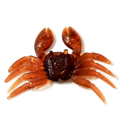 PVC software little crab bait lure measuring 8cm in red crab and brown crab colour options