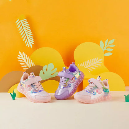 Teen girls' fashion jelly sole sports shoes in pink and purple