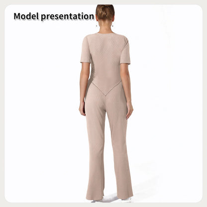 Dark green top and pants set with breathable fabric, available in sizes S to 3XL