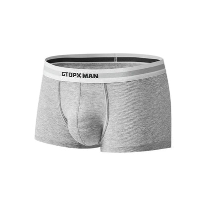 Men's U-convex rib weave sports brief in grey, white, or black, low waist, sizes M to XXL