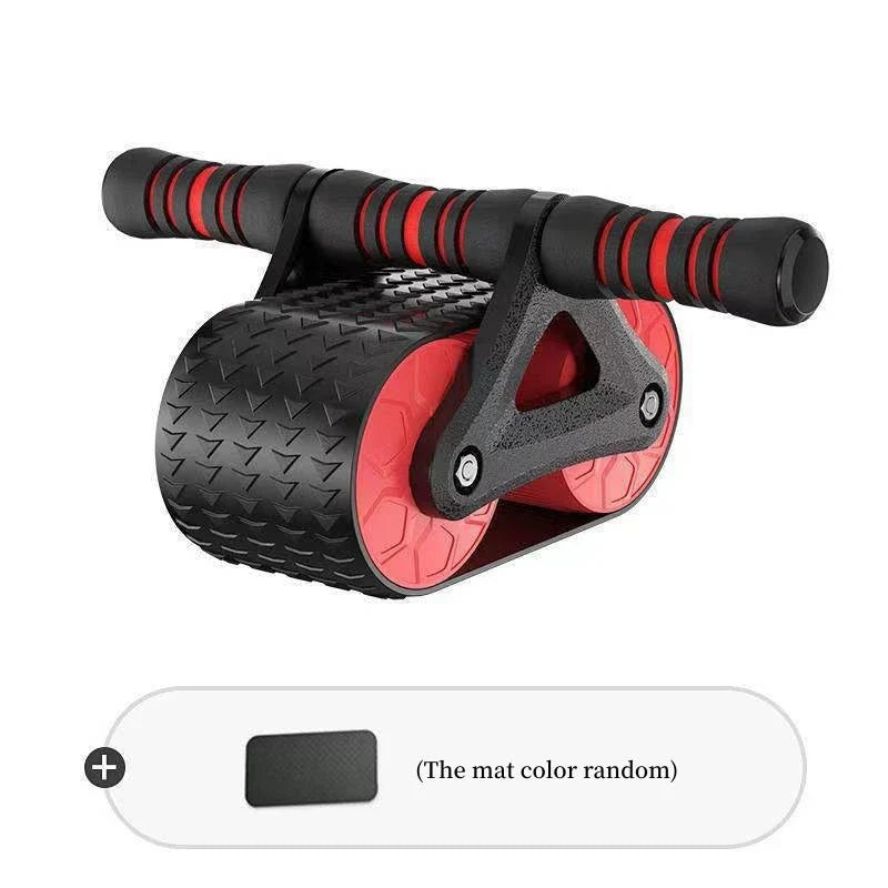 Dual-wheel abdominal roller with sweat-absorbent grip handle for intense core workouts