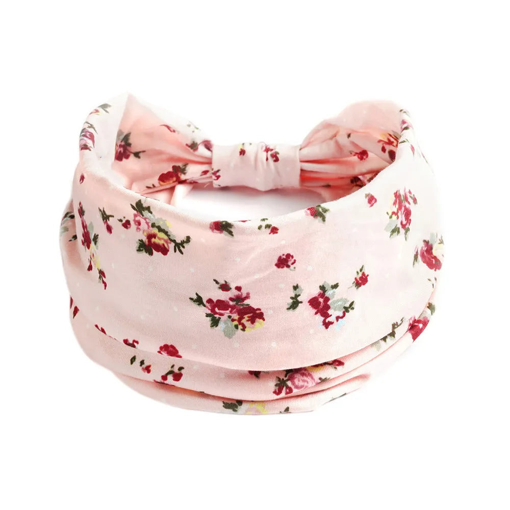 Bohemian cloth yoga sports headband with floral and polka dot patterns, available in multiple colours.