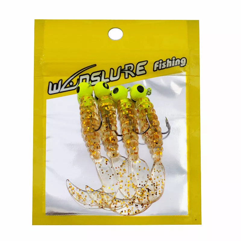 Soft Bait Bionic Fake Lead Head Hook Fishing Tackle with curling tail