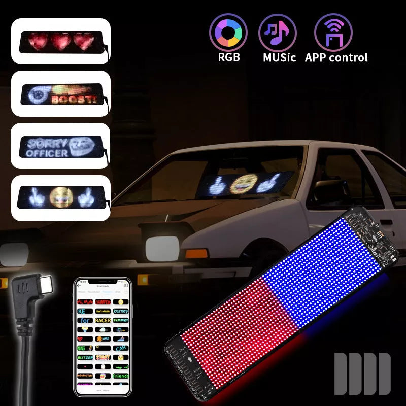 Programmable Car LED Sign with customizable full-color display and smart APP control