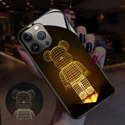 Luminous patterned TPU and tempered glass protective case for iPhone models.