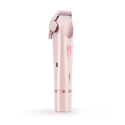 Pink 2-in-1 women's electric body hair shaver and trimmer for private pubic hair grooming
