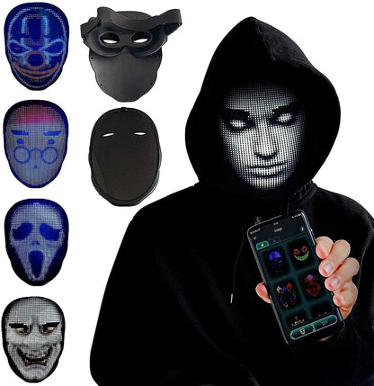 Luminous LED Face Masks with Gesture or Manual Controls for Parties, Halloween, and Events