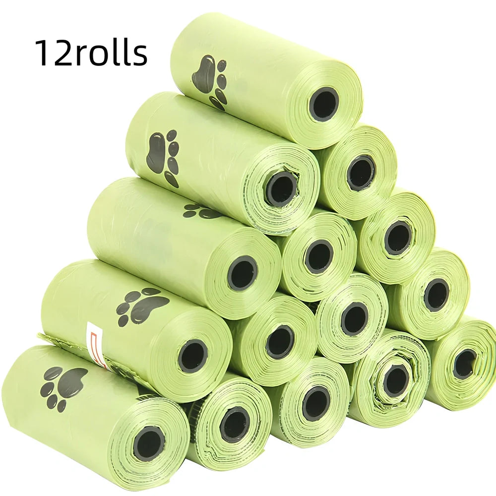 Pack of green solid colour pet waste bags in 20PCS quantity for dog and cat poop pickup