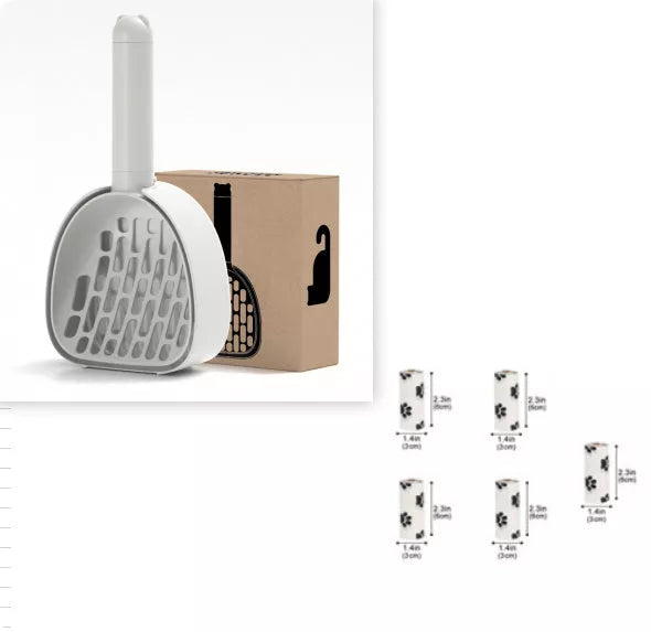 Durable plastic cat litter scoop with base for easy pet litter box cleanup