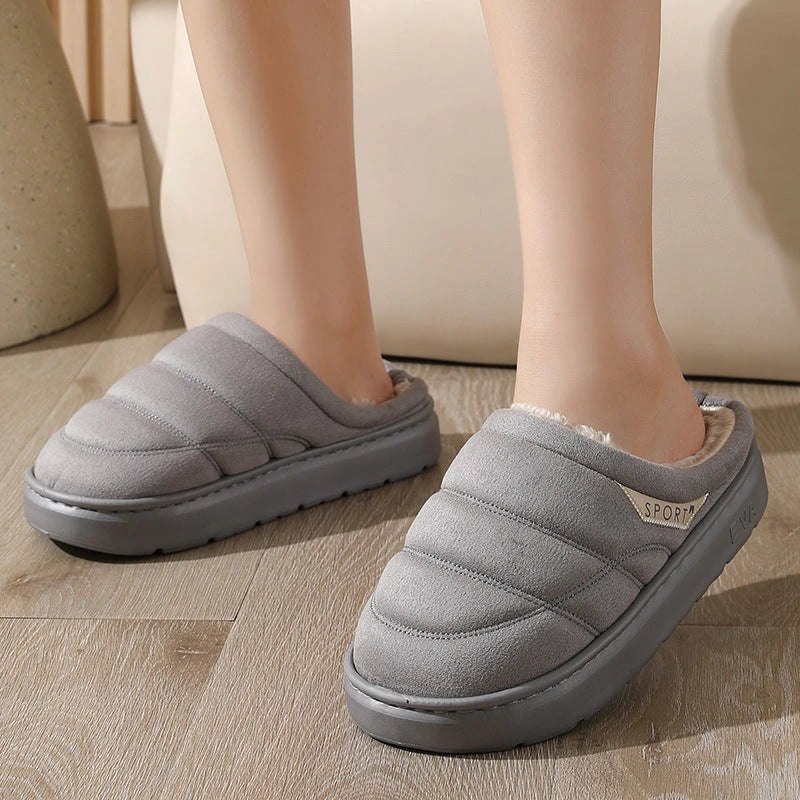 Soft and cozy winter house slippers in a variety of classic colors, featuring plush lining and thick, supportive EVA soles for ultimate indoor comfort and warmth.