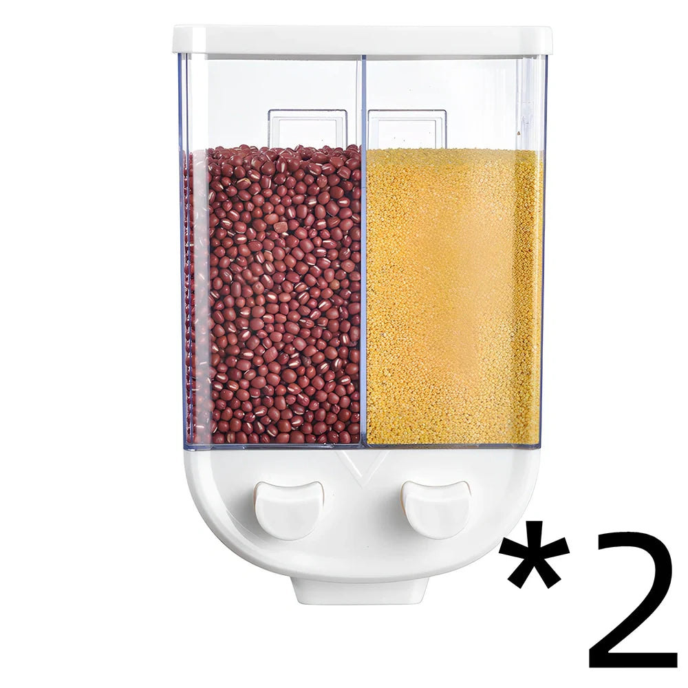 White wall mounted food storage containers with irregular shapes and airtight lids in three sizes
