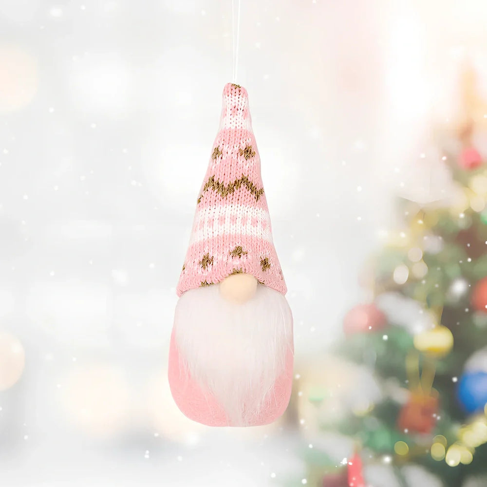 Christmas knitted small pendant decoration in red with 8cm diameter non-woven fabric construction