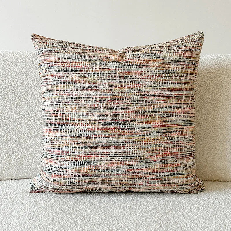 American-style yarn-dyed jacquard sofa pillow cover with thickened paisley design in amber colours, showing plant and flower pattern.