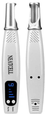 Blue home picosecond laser mole pen with adjustable intensity buttons and dual light therapy modes for skin treatment