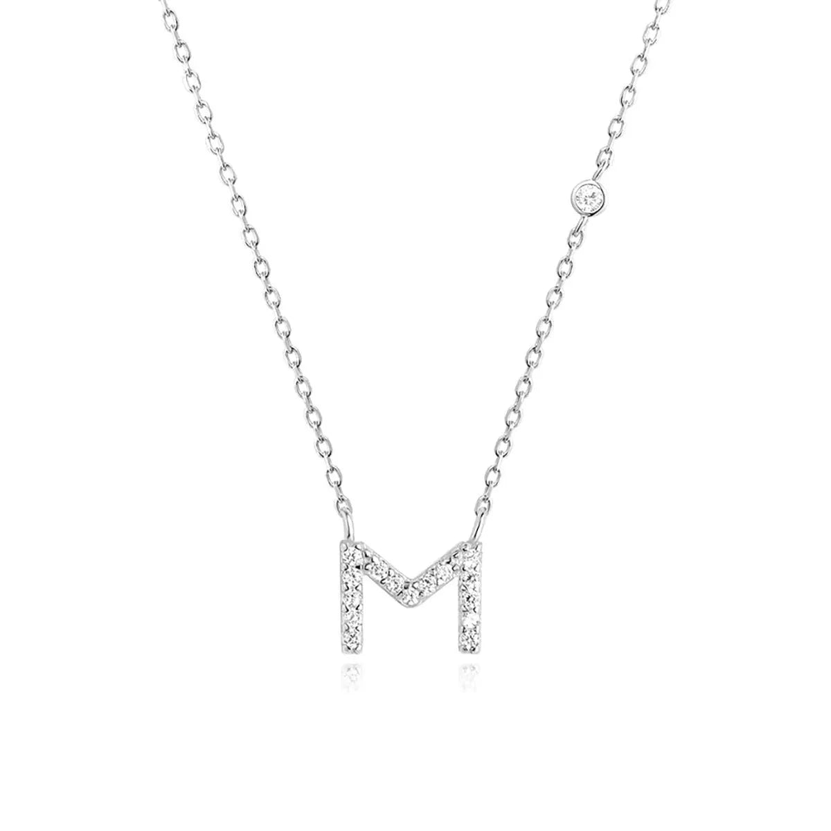 Custom Initial Necklace with sparkling CZ pendant, available in gold or silver finish