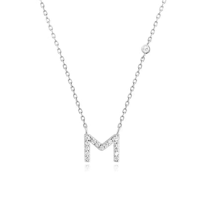 Custom Initial Necklace with sparkling CZ pendant, available in gold or silver finish