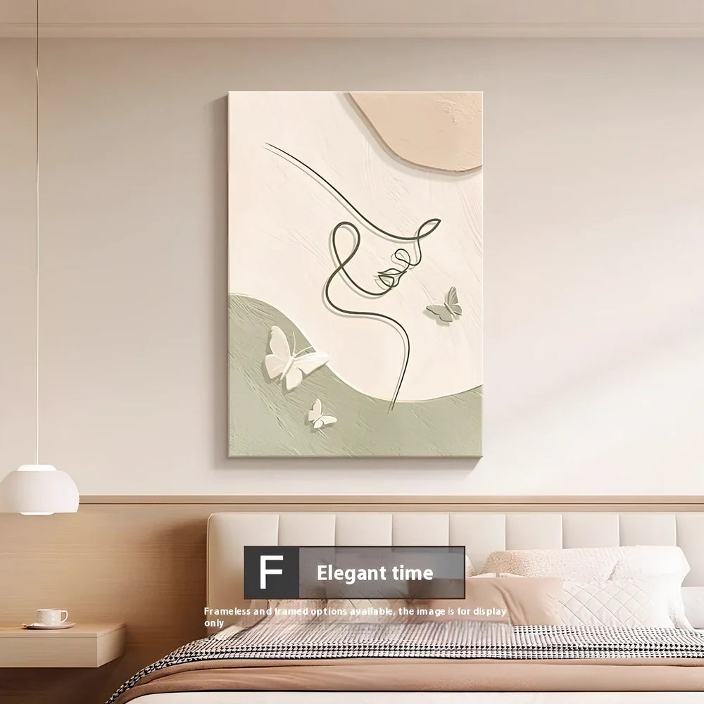 Abstract line character design on 40x60cm embossed film wall mural with frameless installation