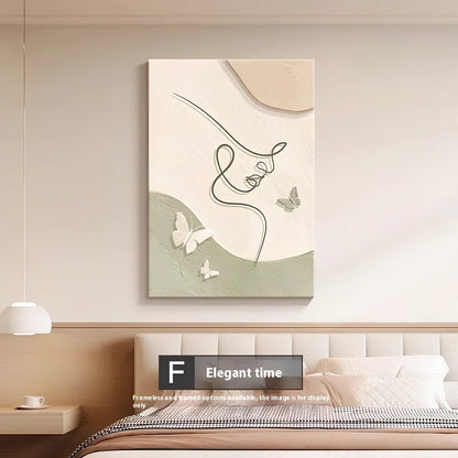 Abstract line character design on 40x60cm embossed film wall mural with frameless installation