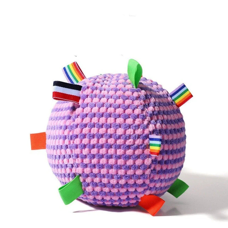 17cm blue and green pineapple lattice dog toy with textured chewing surface