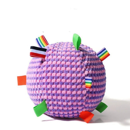 17cm blue and green pineapple lattice dog toy with textured chewing surface