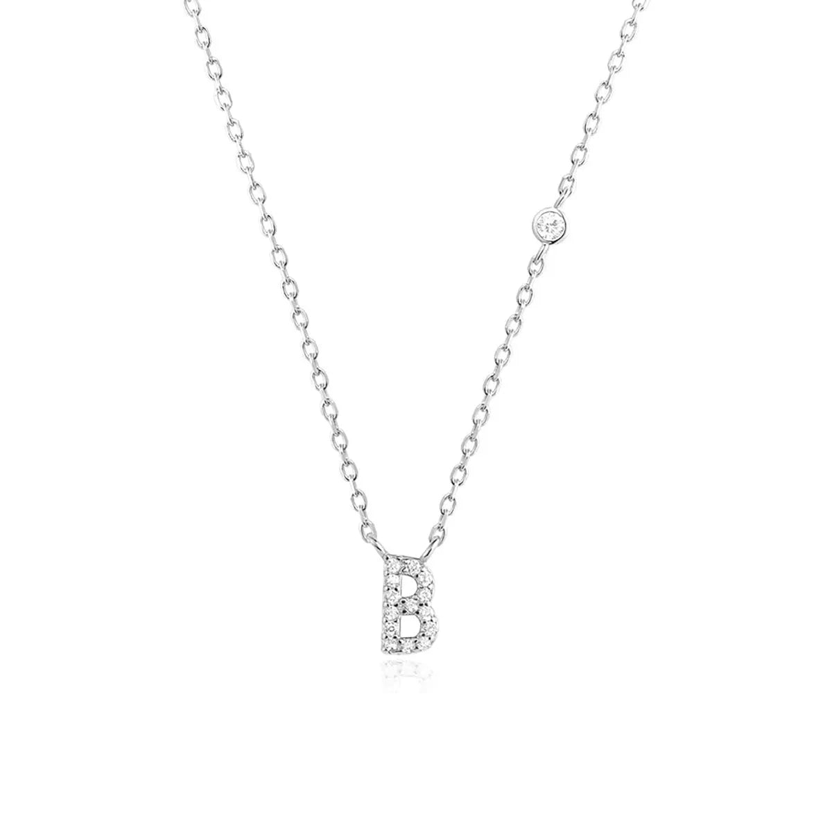 Custom Initial Necklace with sparkling CZ pendant, available in gold or silver finish