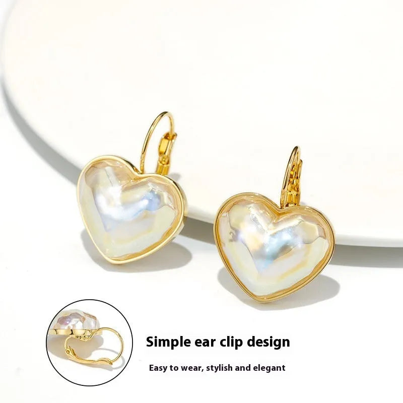 Summer Love fashion niche design women's ear clips in gold colour made from alloy metal with natural style, featuring a contemporary earring design as a single pair