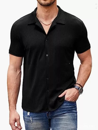 Men's casual cotton blend polo shirt with button collar in various colors