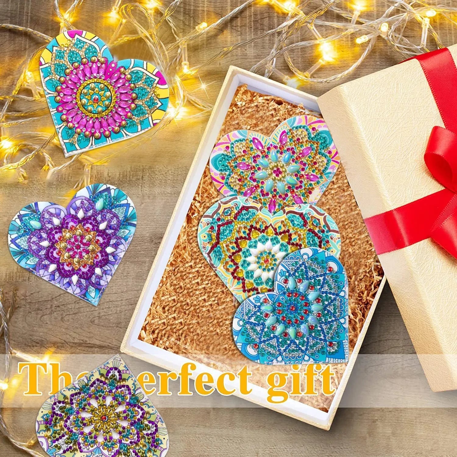 Six PU leather bookmarks with handmade crystal floral patterns, cornerite design, modern simplicity style